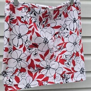 G-dresses Sleek Floral Cotton Blend Short Pencil Skirt Red White Black Size M